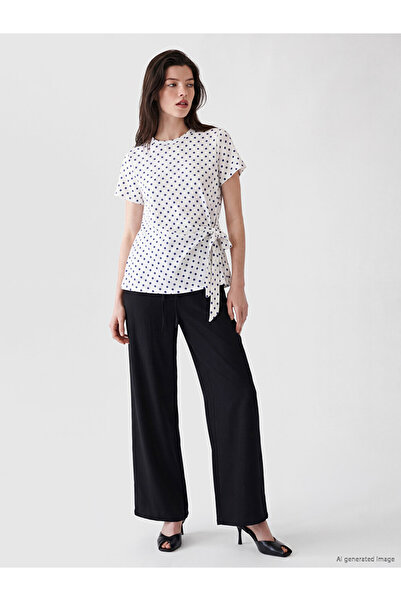 LC Waikiki Black Elastic Waist Wide Leg Women's Trousers