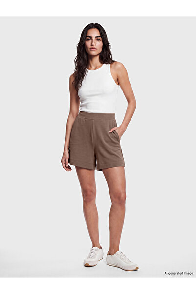 LC Waikiki Brown elastic waist soft touch women's shorts