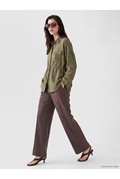 LC Waikiki Brown Elastic Waist Modal Blend Women's Trousers