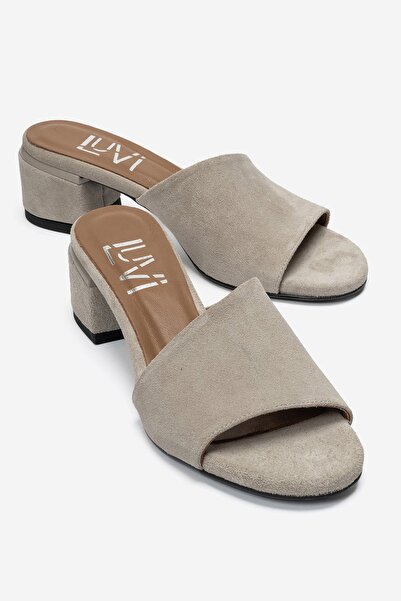 LuviShoes شبشب نسائي من DELAVIE مصنوع من الجلد الطبيعي باللون البيج وكعب سميك