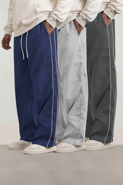 SERABLANKA 3-Pack Men's Two-Stripe Oversize Sweatpants with Wide Legs, Comfor...