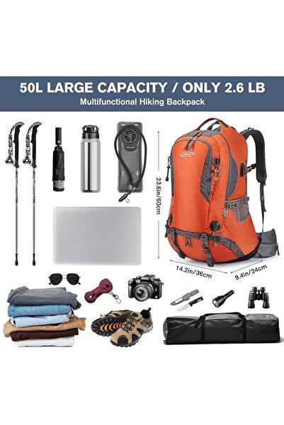 G4Free 50L Backpack Hiking Waterproof with Rain Cover Backpack Mountaineering...