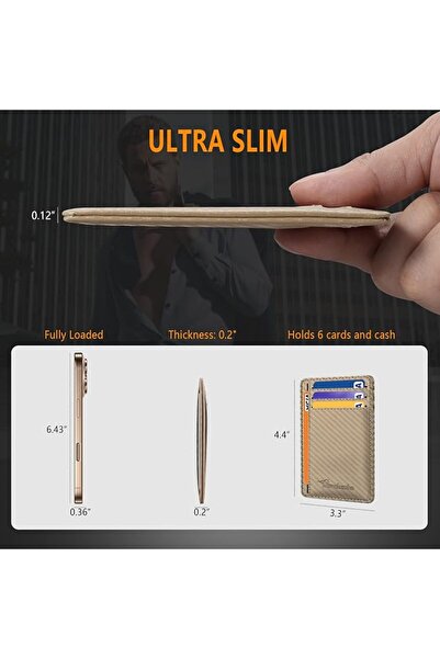 Travelambo Front Pocket Minimalist Leather Slim Wallet RFID Blocking Medium Size