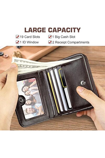 HUANLANG Mens Wallet RFID Blocking Multi Card Holder Wallets for Men Bifold W...