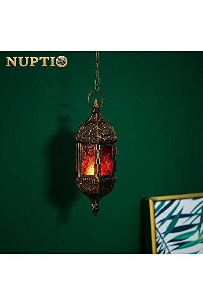 NUPTIO قطعتان من فوانيس الشموع المعلقة، شمعدان مغربي، حامل شموع عتيق، معدني م...