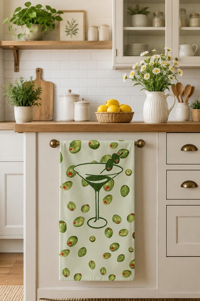 Piloji Olive Patterned Kitchen Drying Towel 35X50 cm Decorative Kitchen Hand ...
