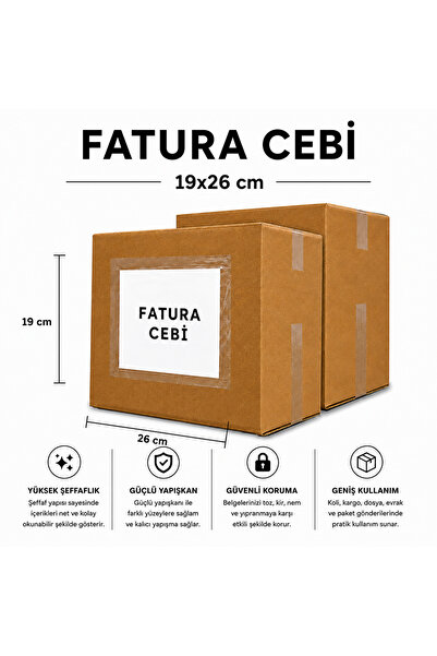 S&M AMBALAJ Fatura Cebi A5 Boyutlu – Yapışkanlı Kargo Evrak Cebi 19 x 26 cm –...