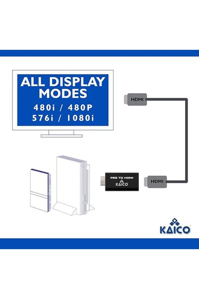 Kaico محول HDMI لجهاز بلايستيشن 2 - محول من PS2 إلى HDMI |   كابل التوصيل وال...