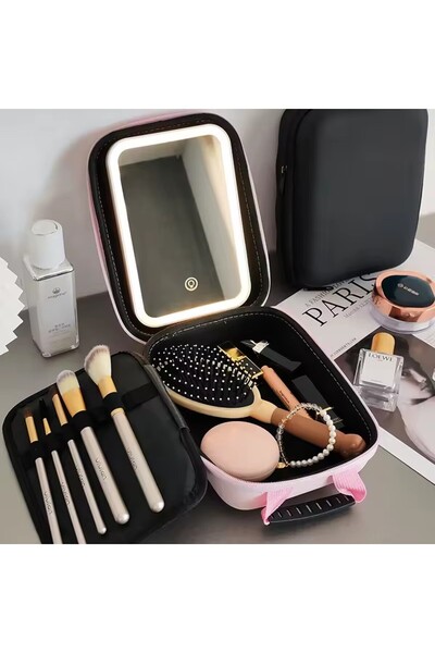 naniland.ro Portable Travel Makeup Bag with LED Mirror