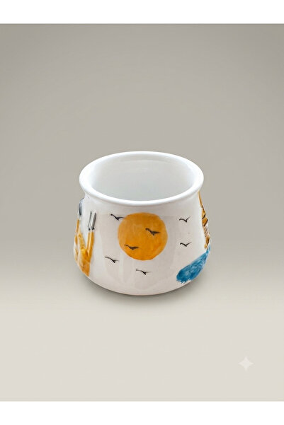sharp&art Ayasofya and Istanbul Girls' Tower Themed Double-Sided Embossed Pattern, Ceramic and Hand-Painted Mug-Cup