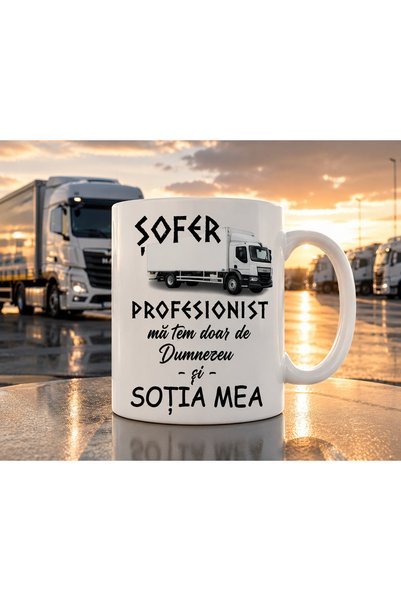 Arka9 Cană personalizată 330 ml – „Șofer profesionist, mă tem doar de Dumneze...