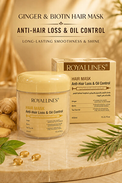 ROYALLINES Ginger & Biotin Anti-Hair Loss & Oil Control Hair Mask 450ml with ...