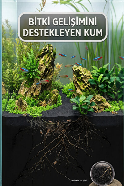 Barış bazalt doğaltaş Premium Siyah Bazalt Kum 10 KG - 0.8-1 mm Doğal Siyah Akvaryum Kumu