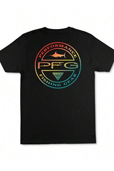 799 تي شيرت رجالي مطبوع بشعار PFG Performance - Dynamic Marlin Silhouette & C...