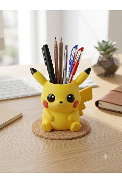 Genel Markalar Pikachu Kalemlik 3D Baskı Masaüstü Kalemlik Ve Ofis Organizer