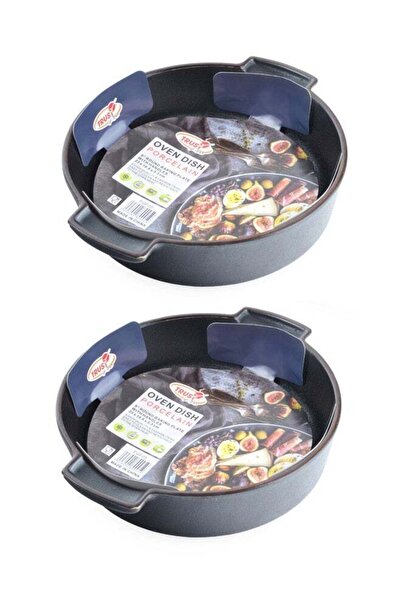 Trust 2-Piece Round Porcelain Baking Dish With Handles 9 Inch 23x19.8x5.3CM M...