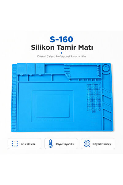 MEKTEK S-160 45x30 cm Telefon Tamir Pedi Manyetik Bölmeli Isıya Dayanıklı Sil...