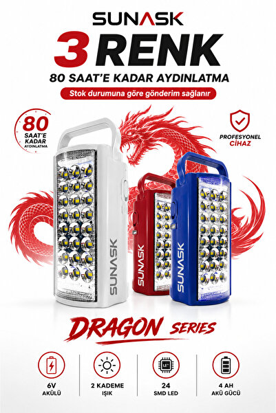 SUNASK 24 Büyük SMD Ledli Kamp Lambası Işıldak 6v Akü 80 Saat Çalışma Powerba...