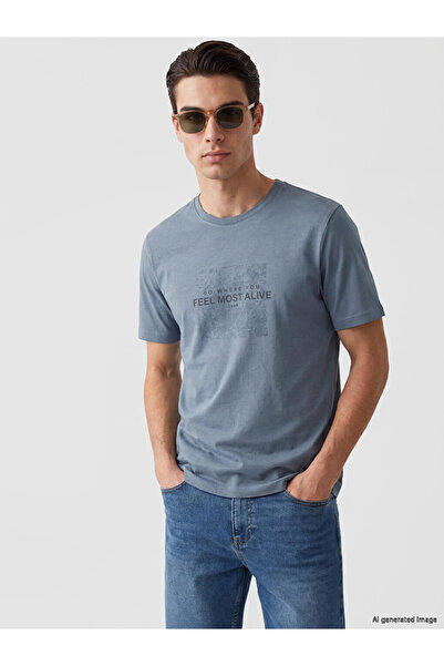 LC Waikiki Ανδρικό T-shirt με στρογγυλή λαιμόκοψη και στάμπα