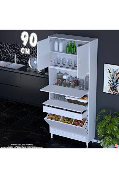 Eliusta Zümra 90 cm Beyaz Fırın Dolabı Patates Soğan Saklama Dolabı Çok Amaçl...