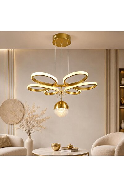 Papatya 3 Renk Yanabilen Şeker Camlı Ledli Modern Avize