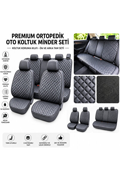 beneficio Premium Ortopedik Oto Koltuk Minderi Suni Deri Ön Arka Tam Set Kolt...
