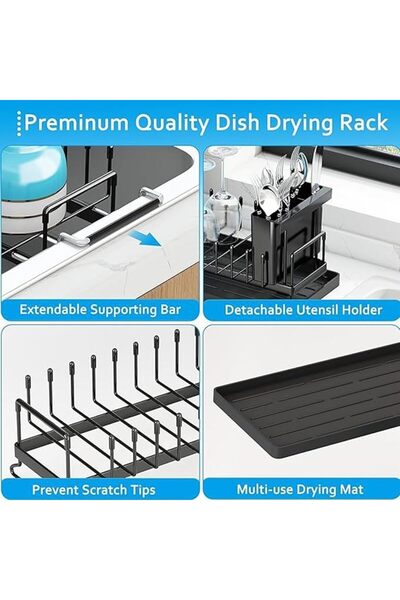 GENERAL Sink Dish Drying Rack - Expandable Small Dish Rack Over Sinks with Si...