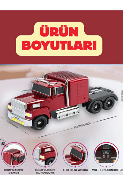 Teknoloji Gelsin Tır Tasarımlı Bluetooth Hoparlör 15W RGB Işıklı FM Radyo USB TF Kart Çoklu Bağlantı Vintage