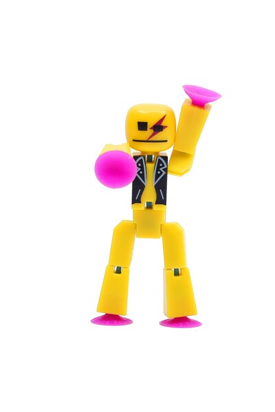 TOYFEST ستيك بوت - شخصية رسوم متحركة متحركة مع مصاصة للالتصاق - لعبة روبوت مت...