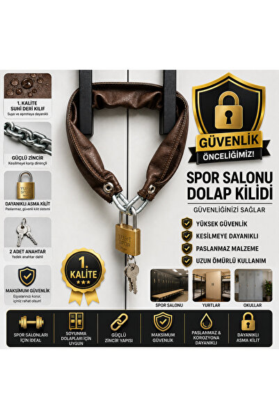 beneficio Durable Galvanized Chain and Padlock Security Cabinet Lock Brown