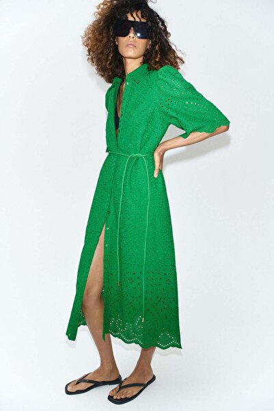 H&M Broderie-anglaise cotton shirt dress