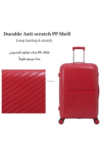 Dubai Power 4PCS PP Hard Shell Unisex Travel Suitcase Set 14/20/24/28 Inch, Includes Cosmetic Bag, TSA Lock, 360° Silent Spinner Wheels, Adjustable Handle, Stylish Luggage for Business & Family Trips