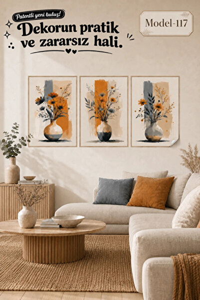 Akıllı Kağıt Table with Static Cling Feature - Poster Flower (Model- 117)