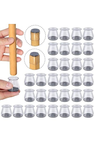 STARSTAR 32-pack silicone chair leg protectors – Small (23-32 mm) – Clear pad...