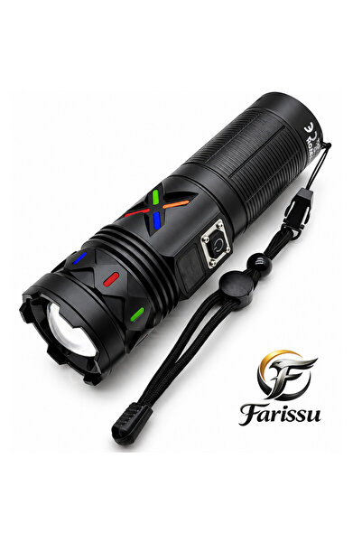farissu Şarjlı Taktik El Feneri 1.5 Km Menzilli 50W 5000 Lümen Zoomlu Yeni Ne...