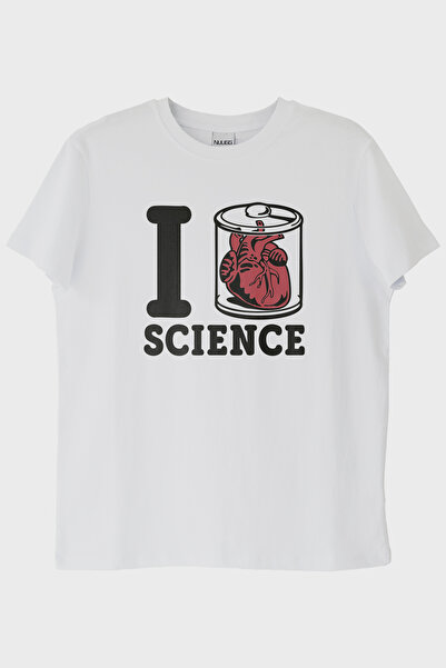 lofux I Love Science Anatomical Heart Printed White T-Shirt