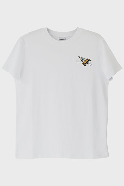 lofux Rocket Patterned White T-Shirt