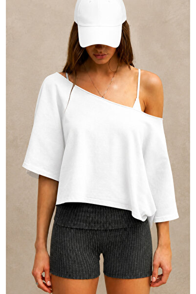 World Fashion Trends Kadın Tek Omuz Oversize Salaş Bluz