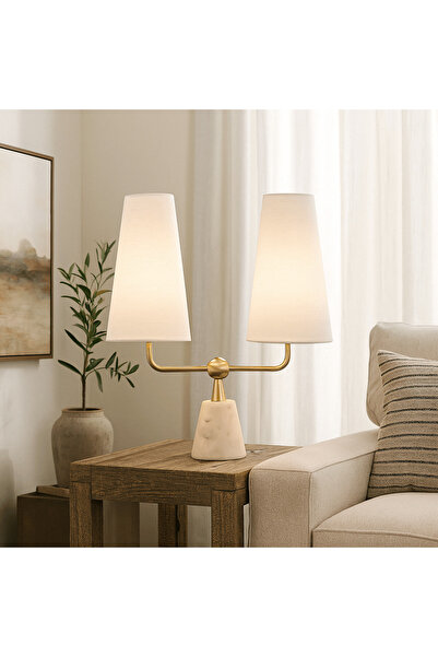 Sagebrook Home MARBLE / METAL 23" TWIN LIGHT TABLE LAMP, WHITE