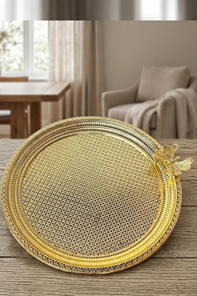 ALBETTO Metal Tray Gold Butterfly Decorative Tray 25.5cm