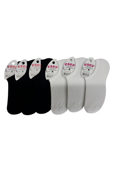 Eser Çorap 6 Pairs of Women's Cotton Short Socks Black, White – Socks for Sne...