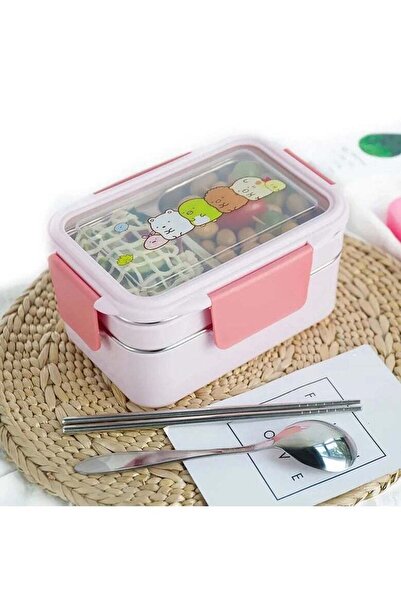 Generic Cartoon Lunch Box Stainless Steel Double Layer Food Container Portabl...