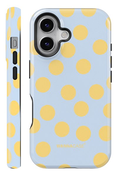 WANNACASE (Magsafe) iPhone 16 Yellow Polka Dot Double Layer Essential Tough P...
