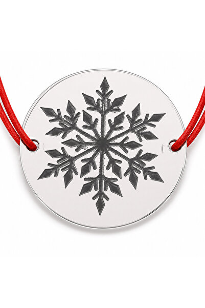 Simoshop Brățară argint 925 cu bănuț fulg de nea geometric, șnur reglabil — c...