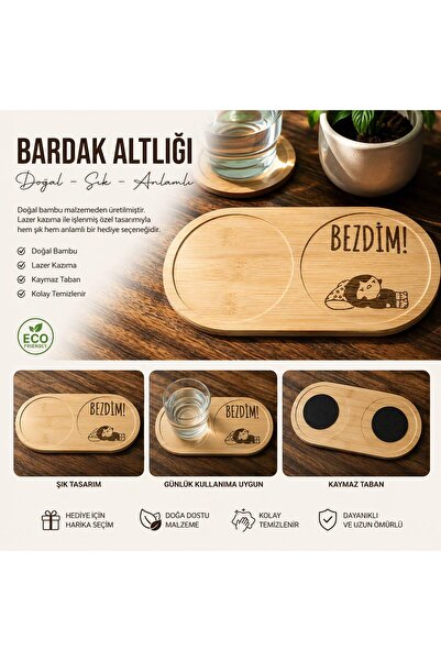 AYSTAR Bamboo Two-Compartment Coffee Presentation Tray