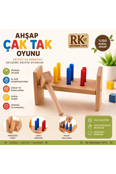 RK Cosmetic Ahşap Tak Çak Oyunu Eğitici Zeka Gelişim Oyunu