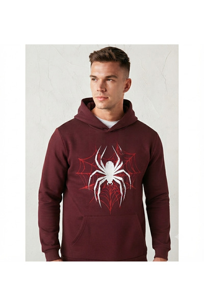 COHERENT سويت شيرت بقلنسوة كبير الحجم من القطن المطبوع خصيصًا باللون SPIDER ل...
