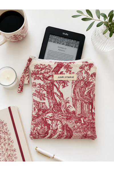 lumi Studio Bordo Fransız Köylüleri Kindle Kılıfı -E-Kitap Okuyucu Çantası- E...