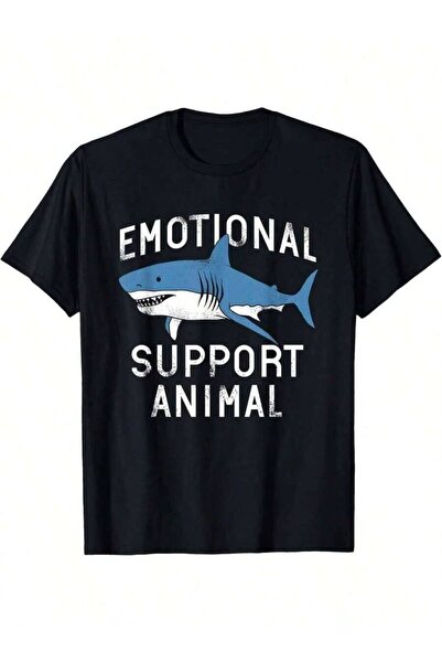 k222 Men'S Retro Shark Print T-Shirt - Cotton 220GSM Crew Neck Short Sleeve C...