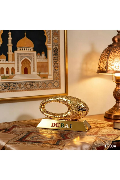 ARIANA Dubai Souvenir Desktop Ornament, Arabic Calligraphy Ring Metal Sculptu...